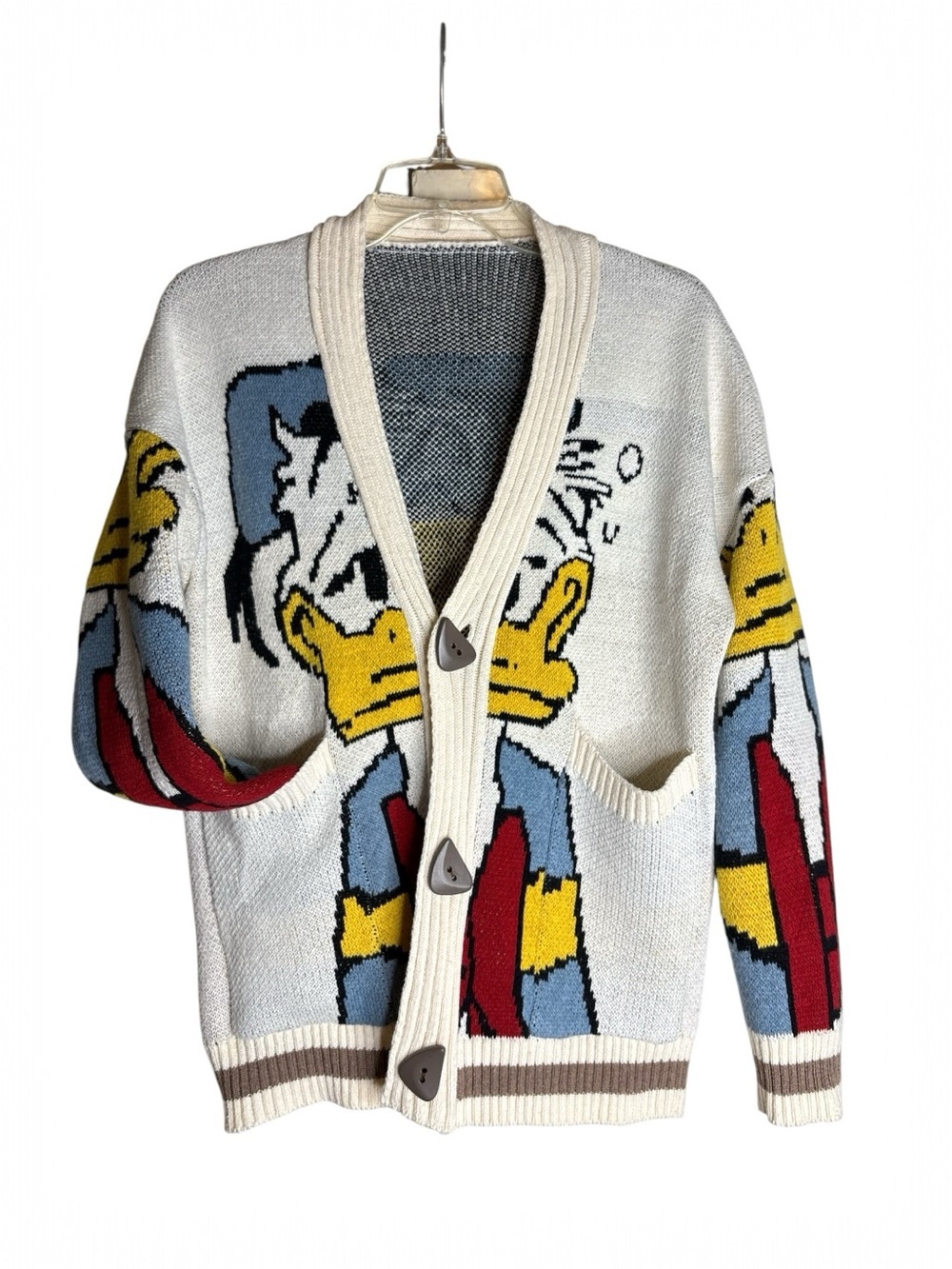 Cardigan Sweater Donald Duck Graphic Vintage Style Oversized